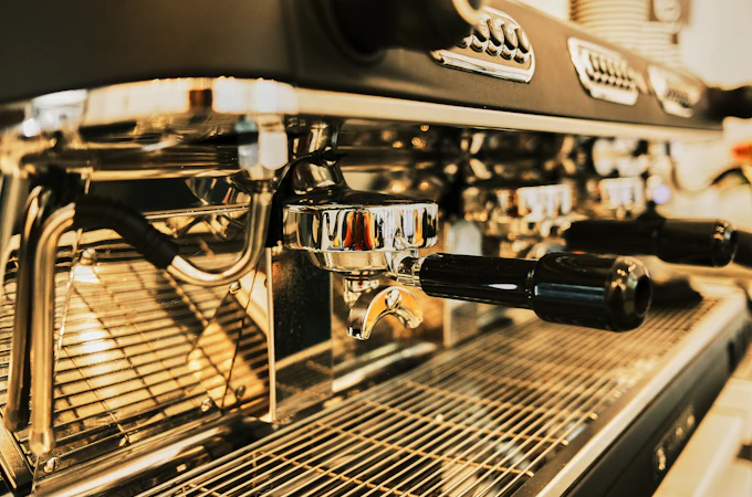 Coffee equipment in an independent cafe in Sofia, Bulgaria
